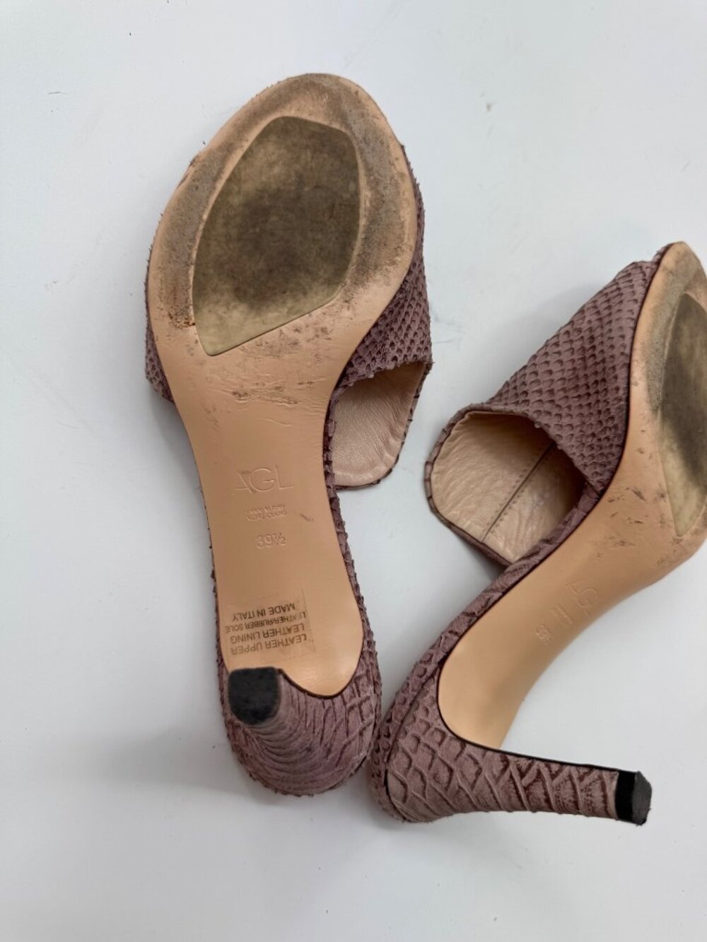 AGL Dea Womens Croc-Embossed Leather Mule Heels Size 9.5 / 39.5 Made In Italy - Picture 9 of 12